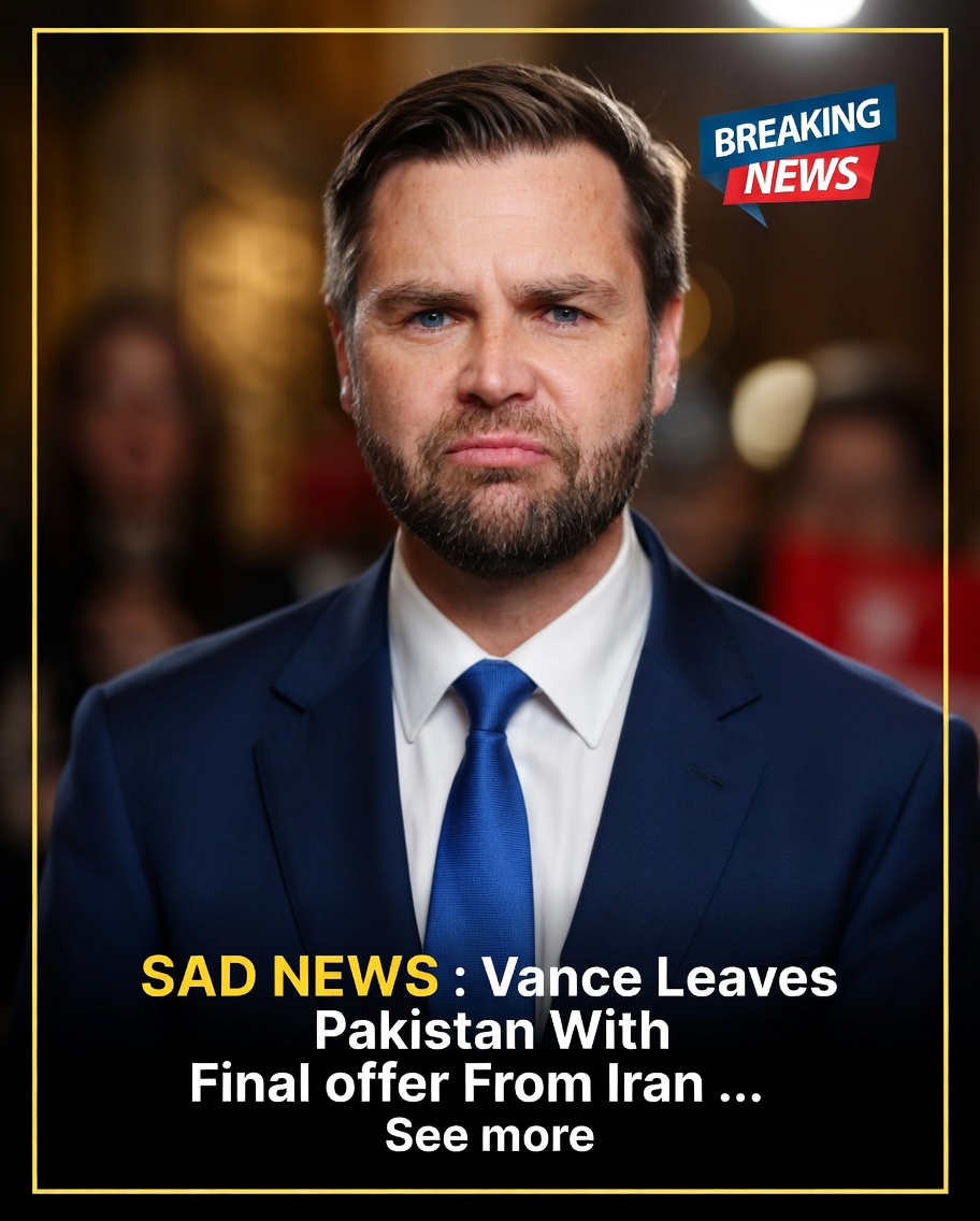 Breaking news thumbnail about Vance leaving Pakistan with final offer from Iran