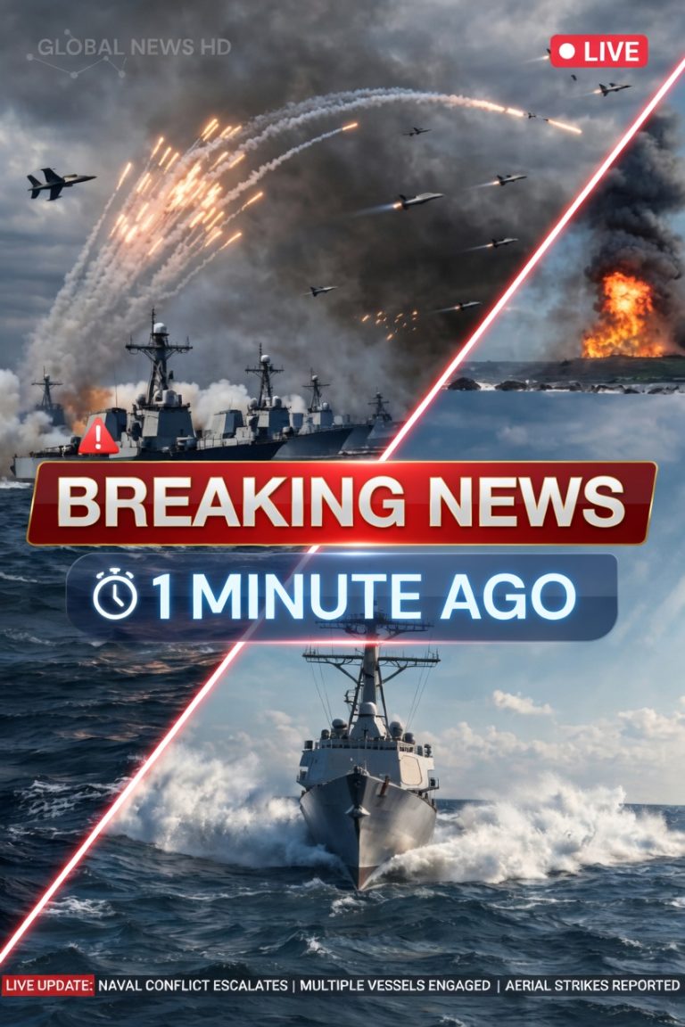 Naval warships conduct defensive maneuvers during Red Sea missile attack with aircraft launching flares and explosions visible