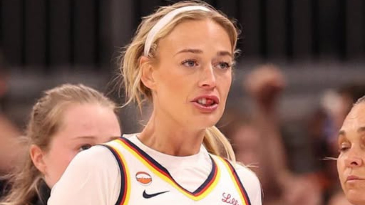 Sophie Cunningham WNBA star player wearing Indiana Fever jersey during game